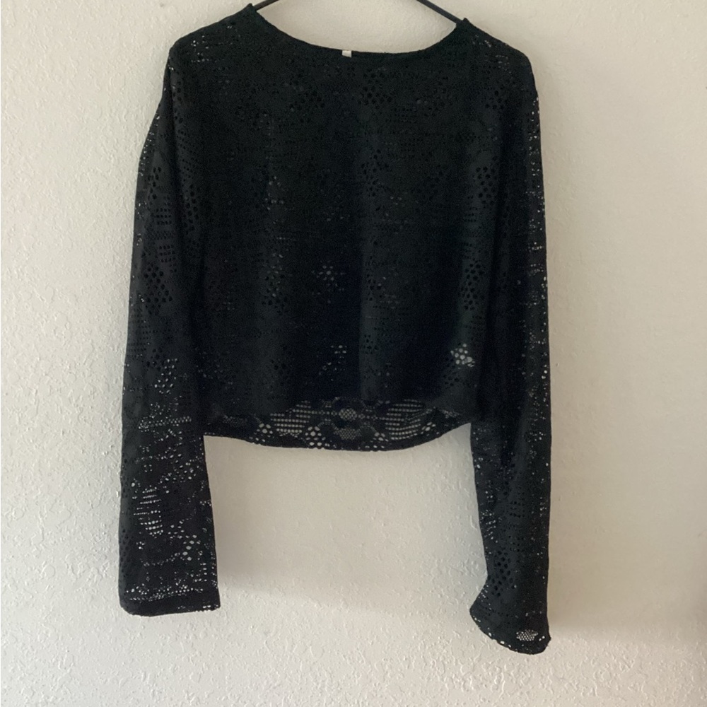 Elegant Black Lace Women's beach cover all set shirt and pants